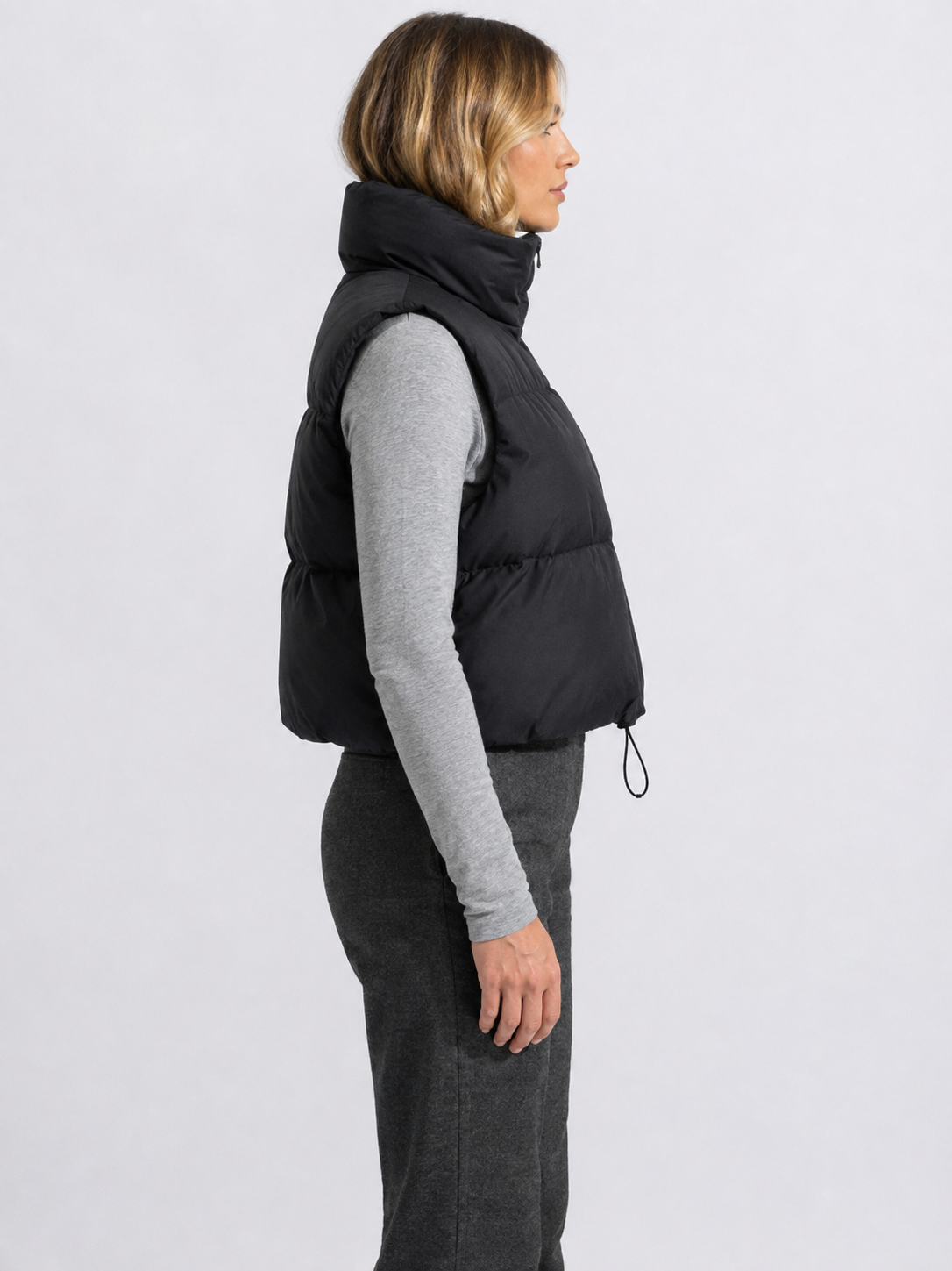 Women’s Cropped Puffer Gilet Jacket with High Collar