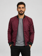 Men’s Bomber Jacket with Full-Zip Closure