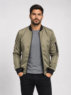 Men’s Bomber Jacket with Full-Zip Closure