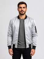 Men’s Bomber Jacket with Full-Zip Closure