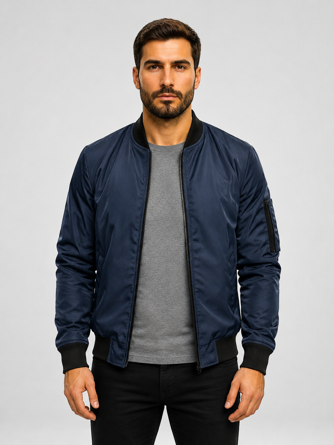 Men’s Bomber Jacket with Full-Zip Closure