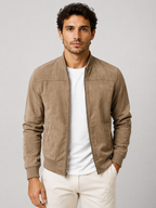 Men’s Bomber Jacket with Full Zip and Ribbed Trim
