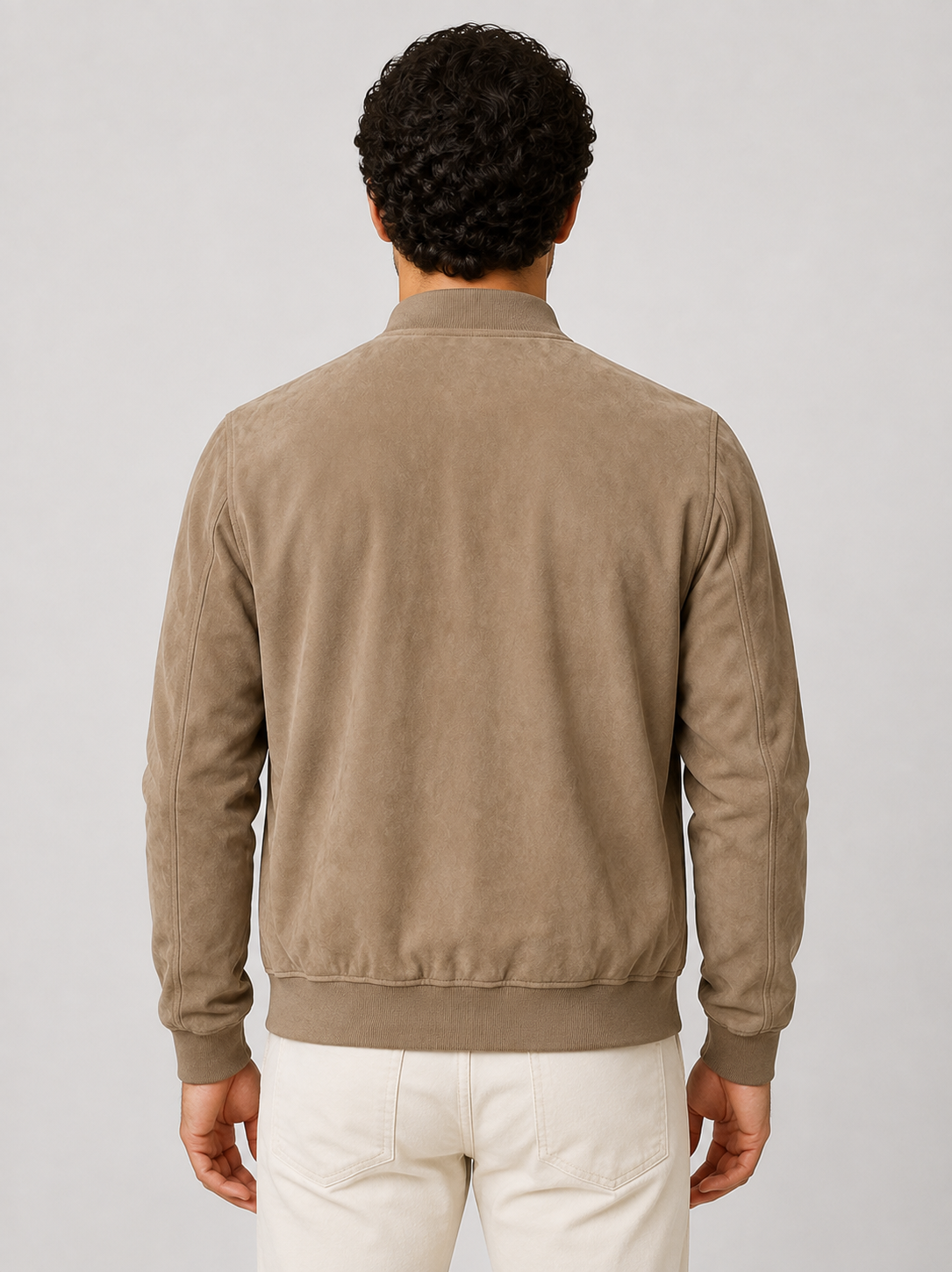 Men’s Bomber Jacket with Full Zip and Ribbed Trim
