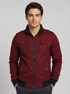 Men’s Bomber Jacket with Stand Collar and Ribbed Cuffs