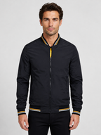 Men’s Bomber Jacket with Striped Ribbed Trim