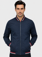 Men’s Bomber Jacket with Striped Ribbed Trim
