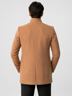 Men’s Collarless Open-Front Coat with Side Pockets