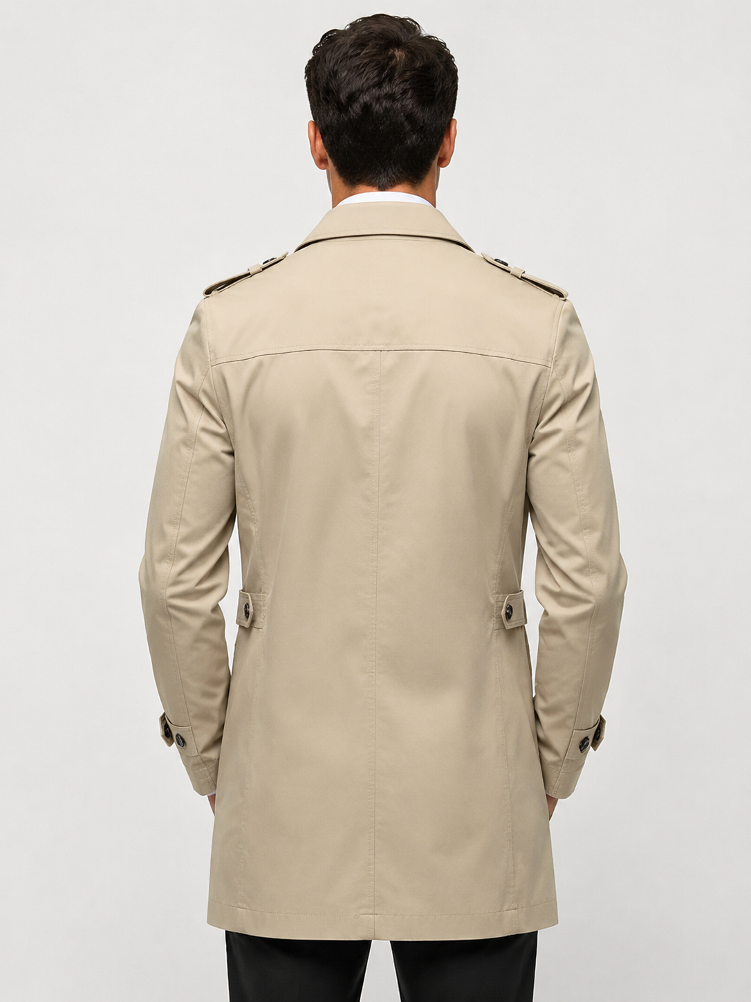 Men’s Double-Breasted Coat with Epaulettes