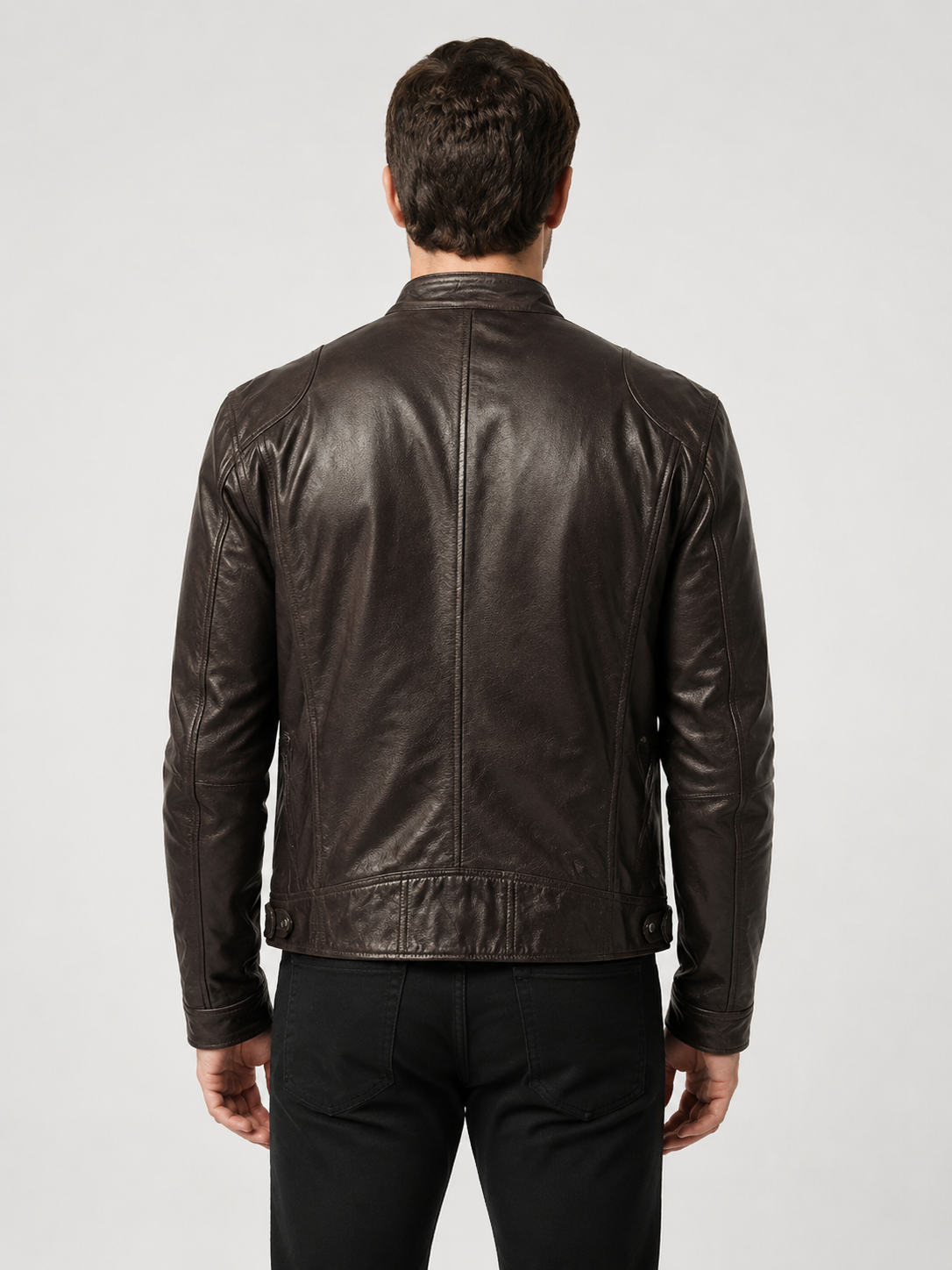 Men’s Quilted Moto Jacket with Stand Collar