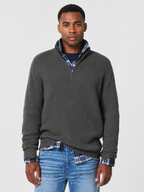 Men’s Ribbed Sweater with Quarter-Zip Neck