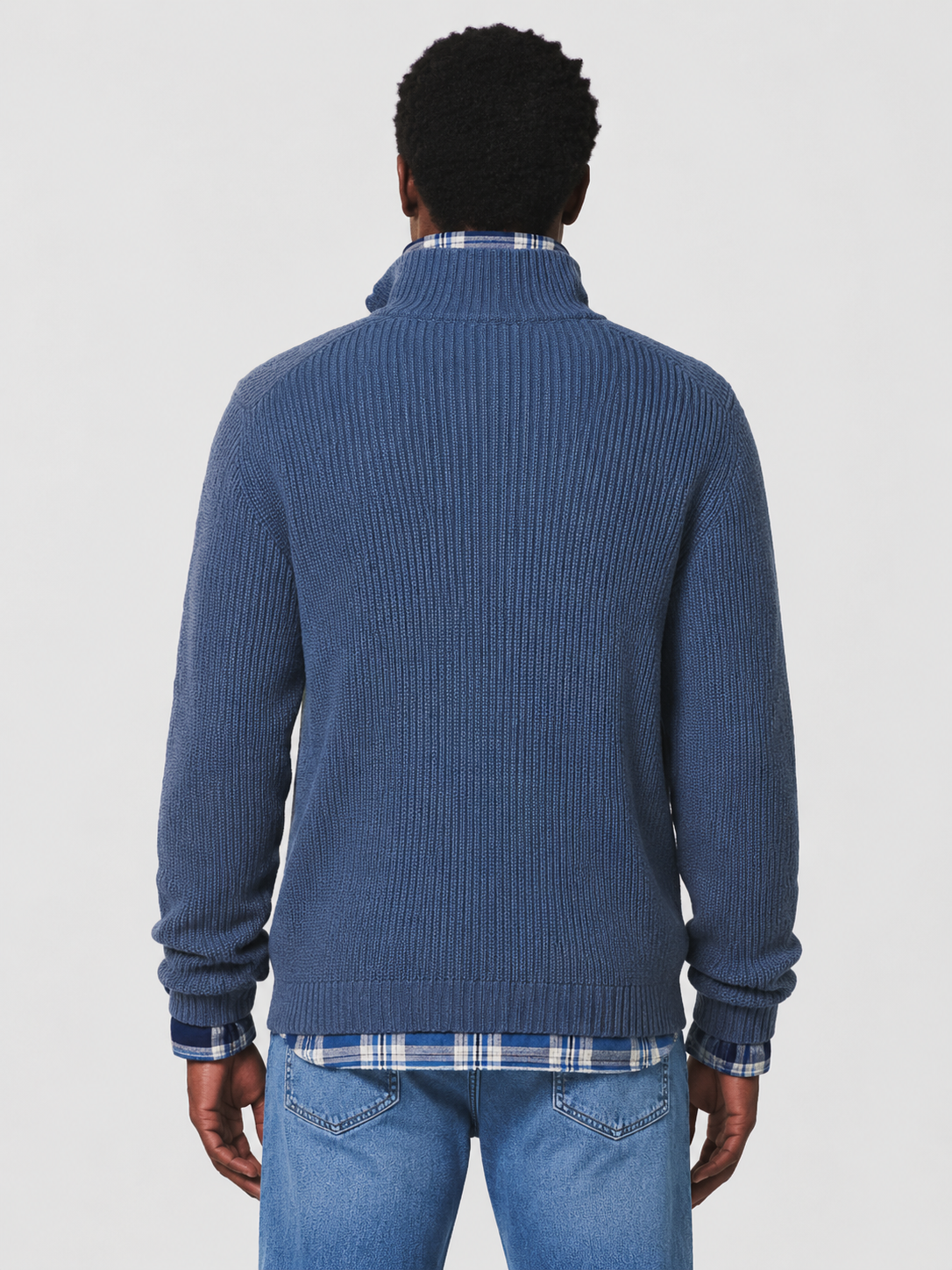 Men’s Ribbed Sweater with Quarter-Zip Neck