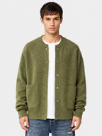 Men’s Textured Cardigan with Button Front and Long Sleeves