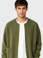 Men’s Textured Cardigan with Button Front and Long Sleeves