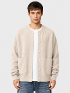 Men’s Textured Cardigan with Button Front and Long Sleeves