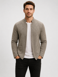 Men’s Textured Knit Cardigan with Stand Collar
