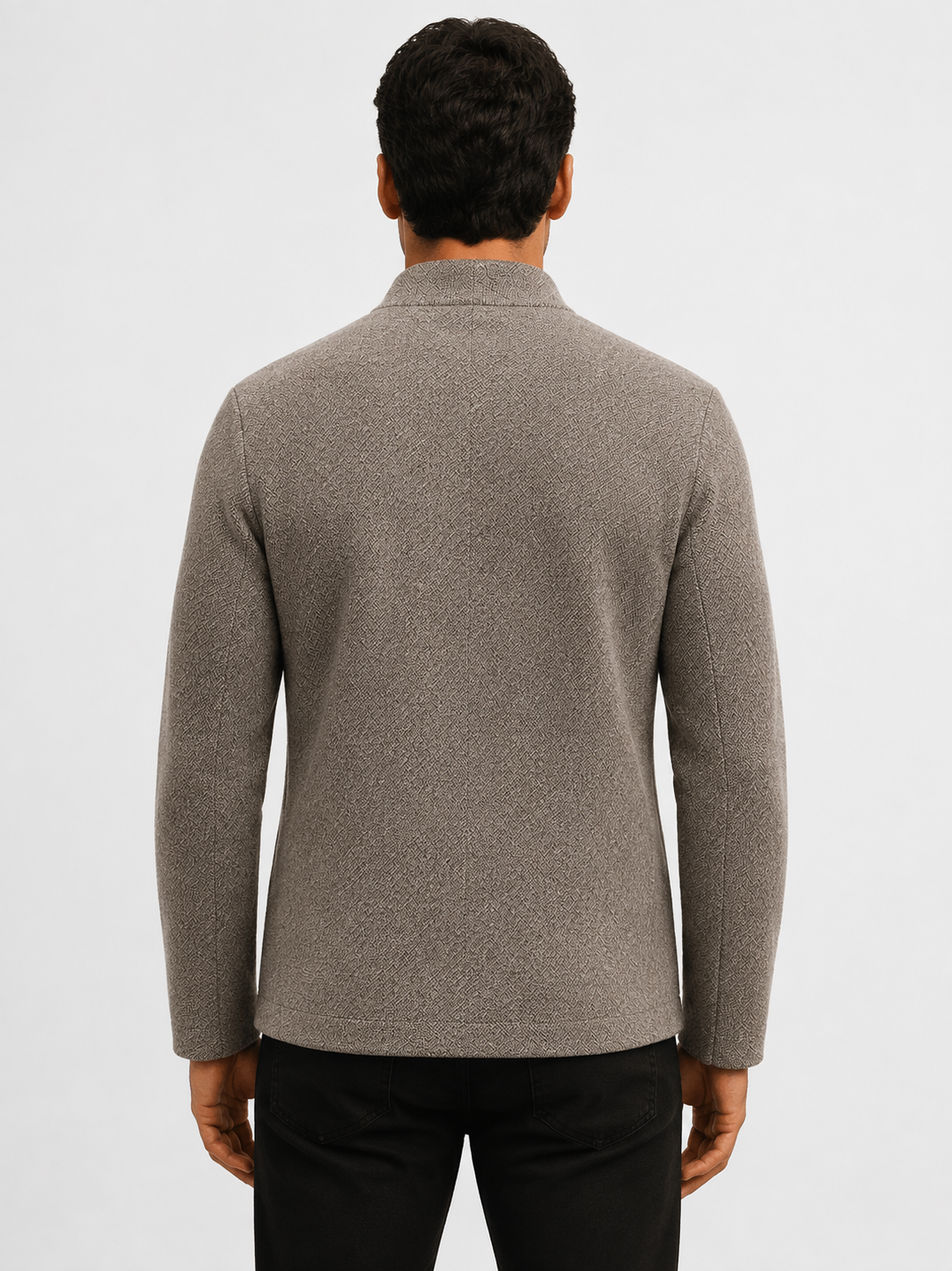 Men’s Textured Knit Cardigan with Stand Collar