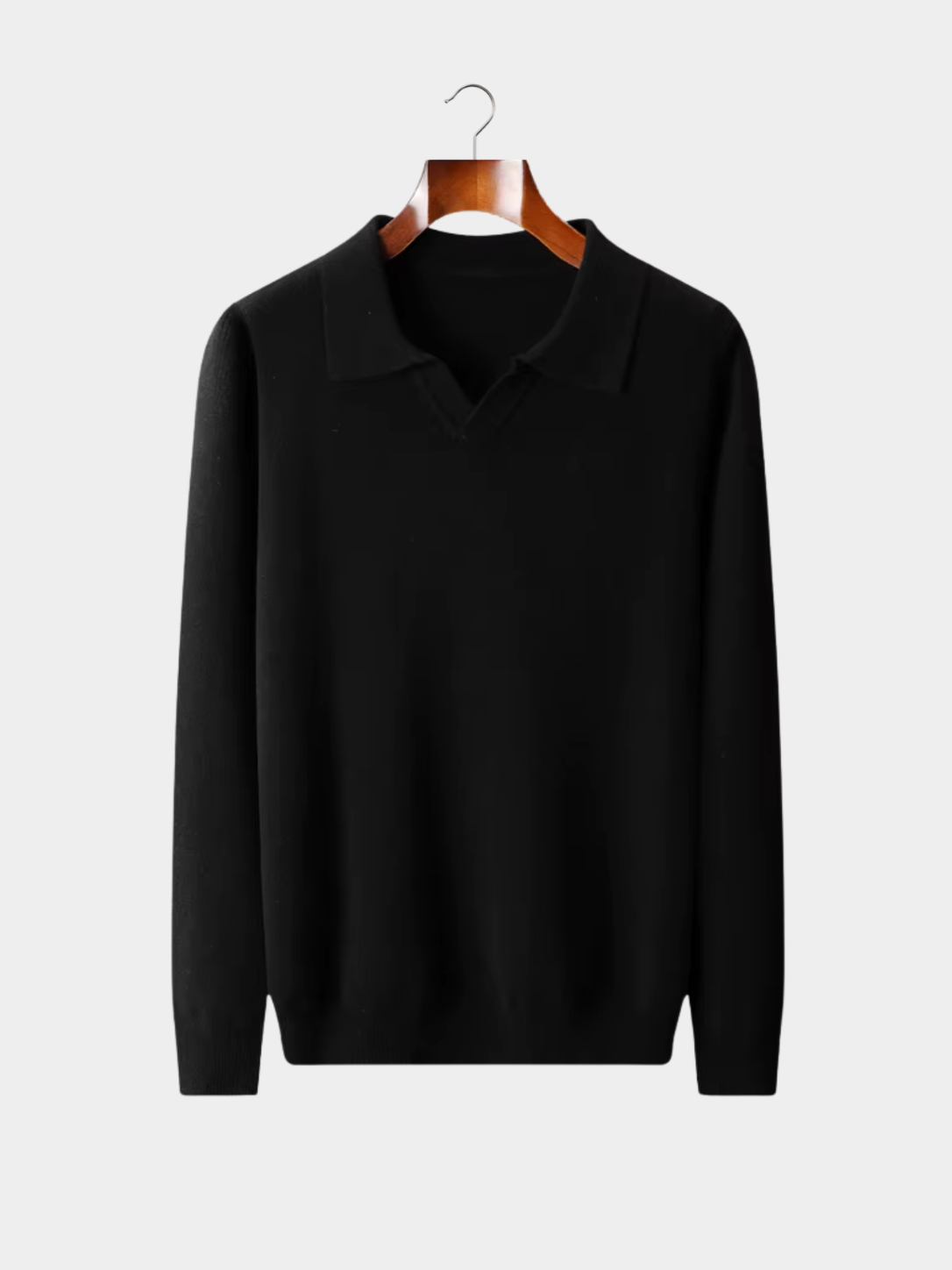Men’s Buttonless Polo Collar Knit Sweater with Long Sleeves