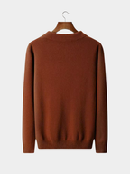 Men’s Buttonless Polo Collar Knit Sweater with Long Sleeves