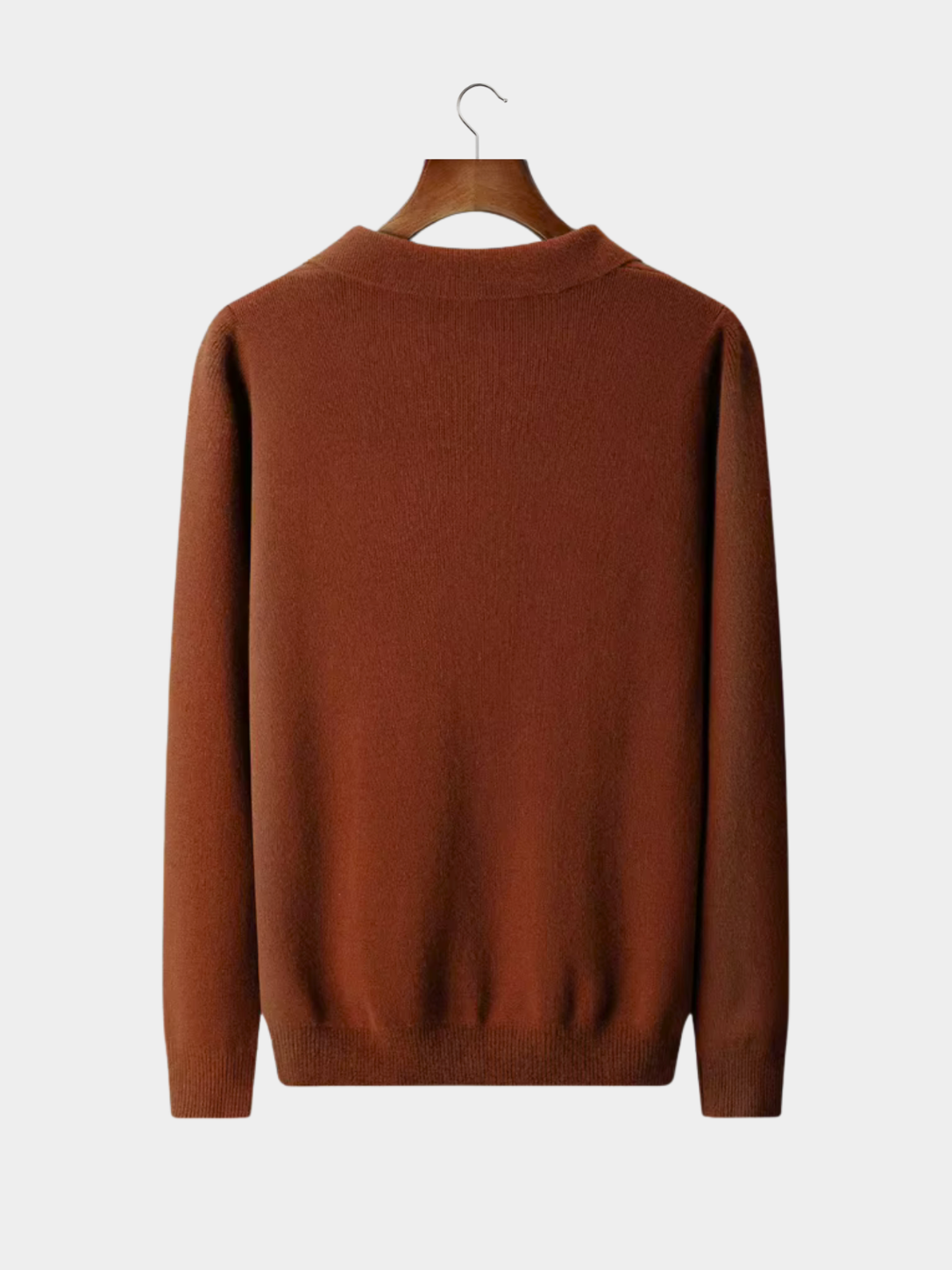 Men’s Buttonless Polo Collar Knit Sweater with Long Sleeves