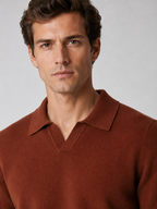 Men’s Buttonless Polo Collar Knit Sweater with Long Sleeves