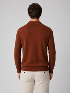 Men’s Buttonless Polo Collar Knit Sweater with Long Sleeves