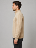 Men’s Cable-Knit Sweater with Quarter-Zip Collar