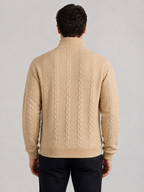 Men’s Cable-Knit Sweater with Quarter-Zip Collar