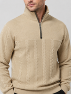 Men’s Cable-Knit Sweater with Quarter-Zip Collar