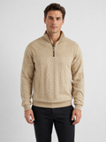 Men’s Cable-Knit Sweater with Quarter-Zip Collar