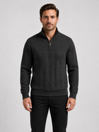 Men’s Cable-Knit Sweater with Quarter-Zip Collar