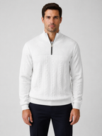 Men’s Cable-Knit Sweater with Quarter-Zip Collar