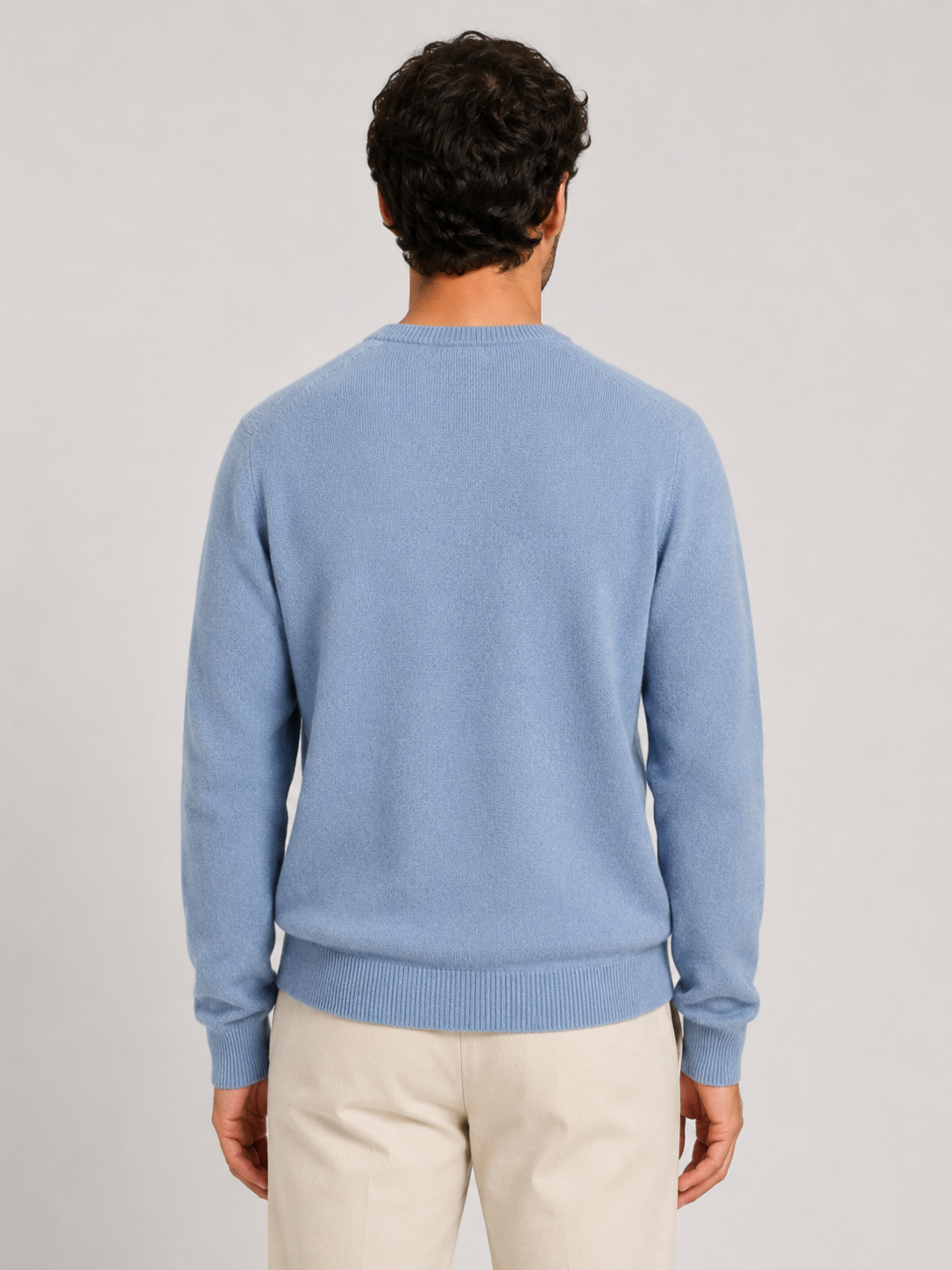 Men’s Crew Neck Knit Sweater with Ribbed Trim
