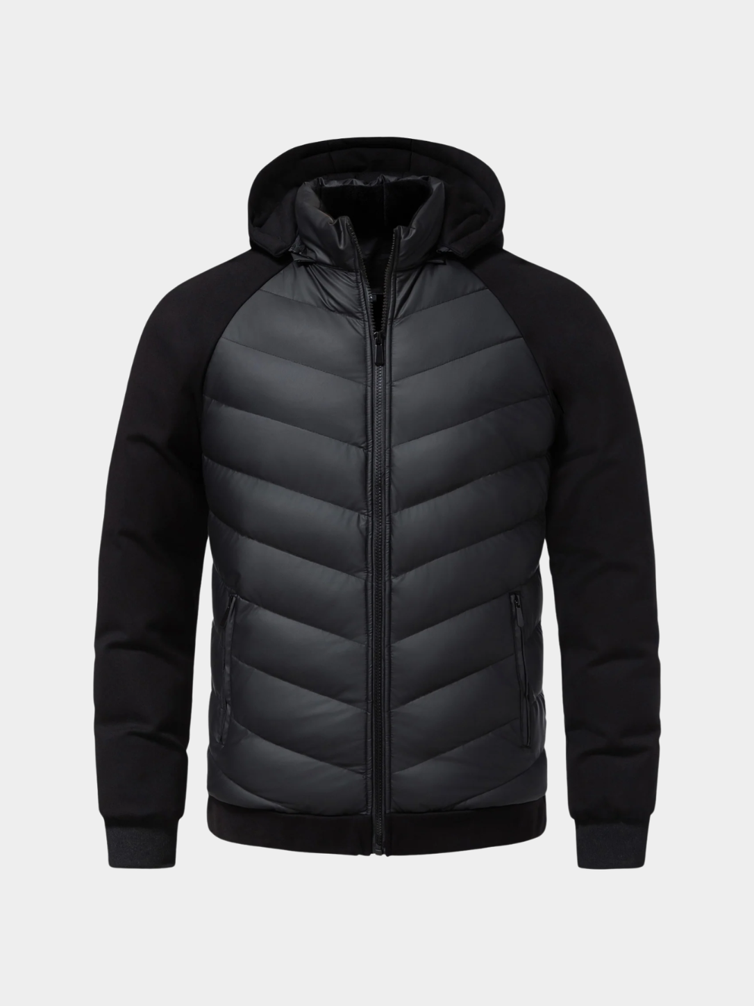 Men’s Hooded Puffer Jacket with Quilted Front Panel