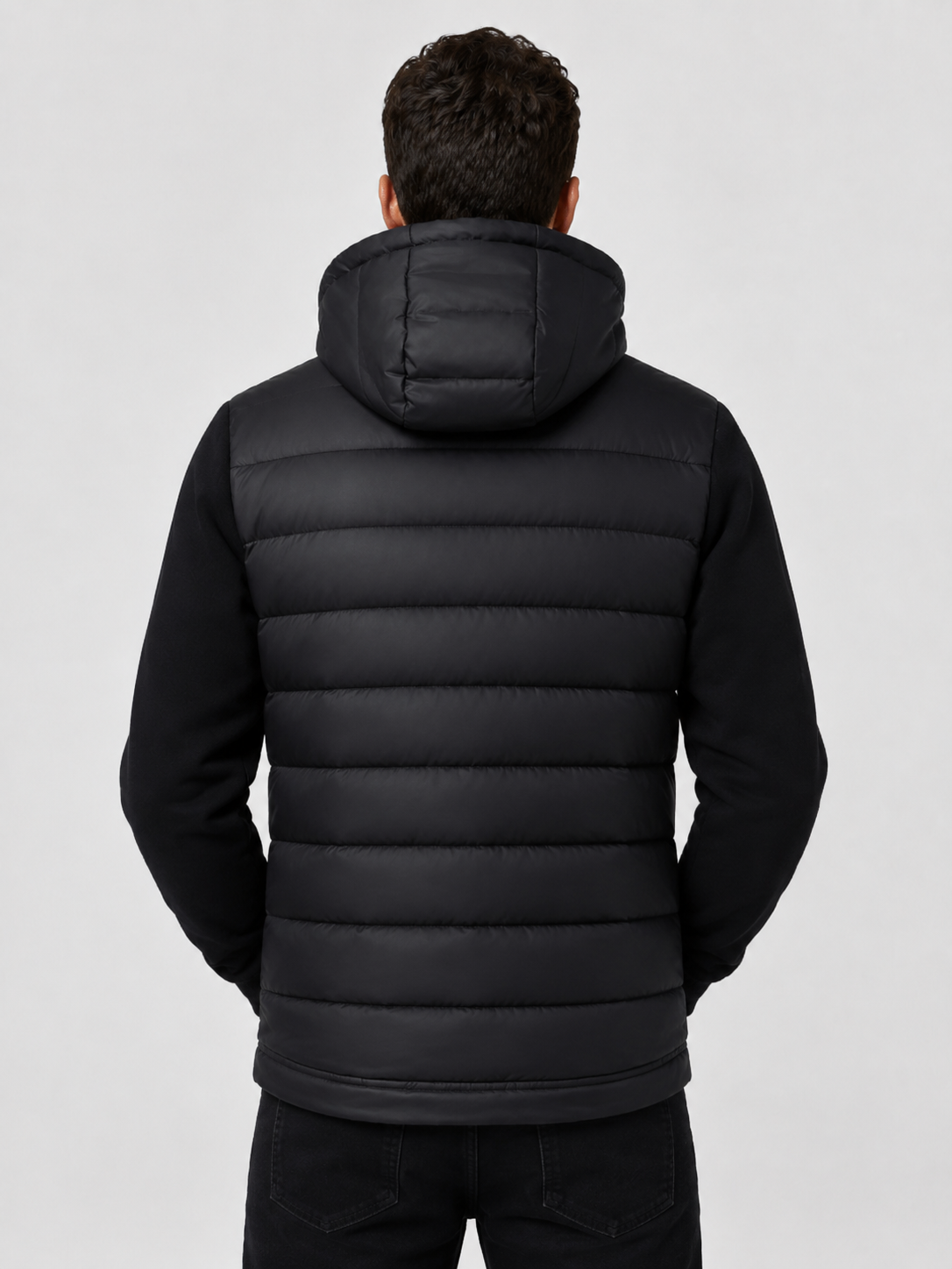 Men’s Hybrid Puffer Jacket with Hood and Full Zip