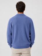 Men’s Knit Button Cardigan with Collar and Patch Pockets
