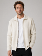 Men’s Knit Cardigan with Zip Front and Polo Collar