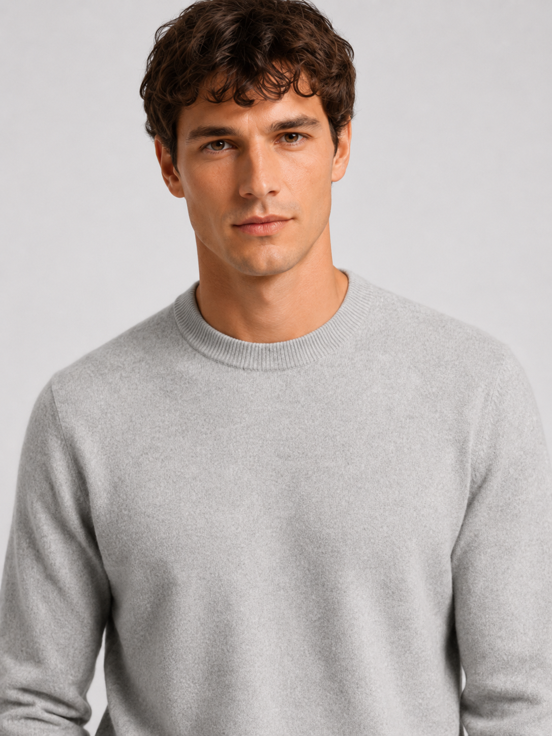 Men’s Mock Neck Knit Sweater with Ribbed Trim