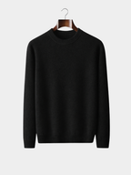 Men’s Mock Neck Knit Sweater with Ribbed Trim