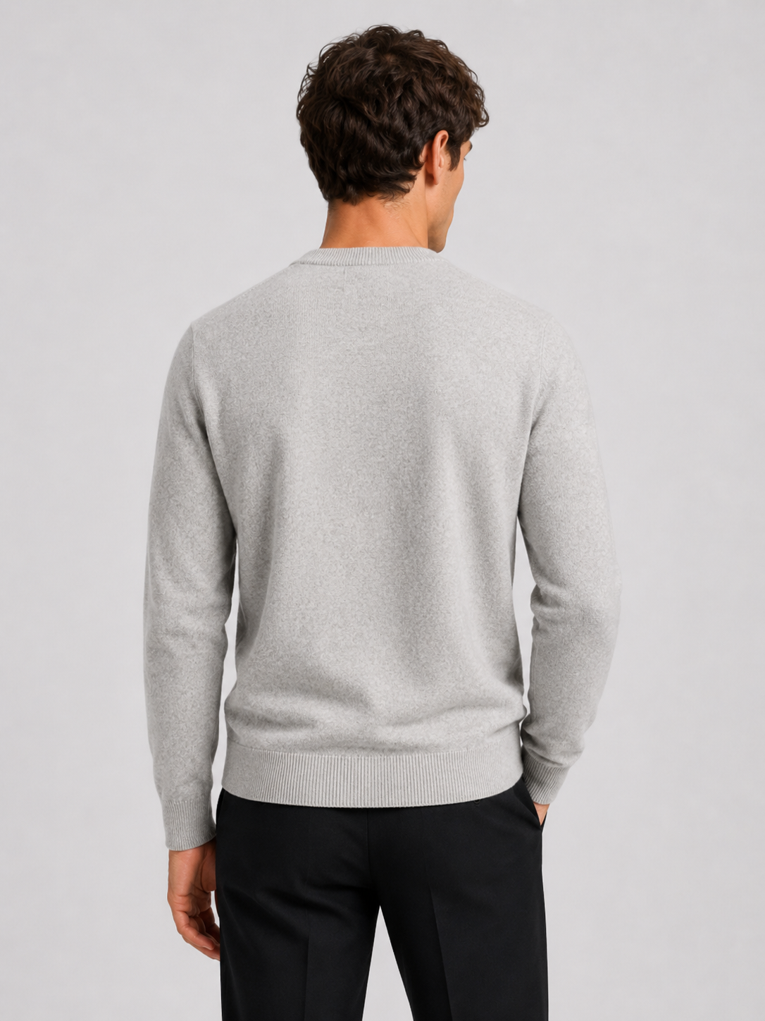 Men’s Mock Neck Knit Sweater with Ribbed Trim