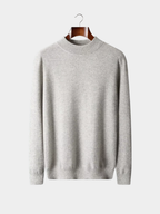 Men’s Mock Neck Knit Sweater with Ribbed Trim