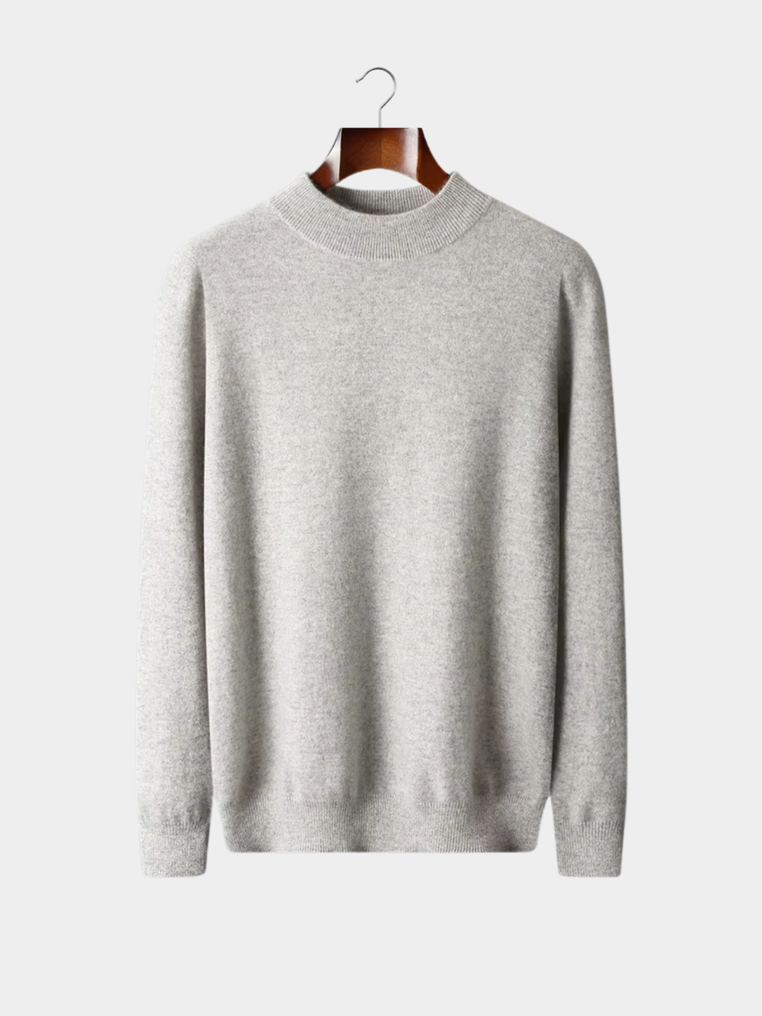 Men’s Mock Neck Knit Sweater with Ribbed Trim