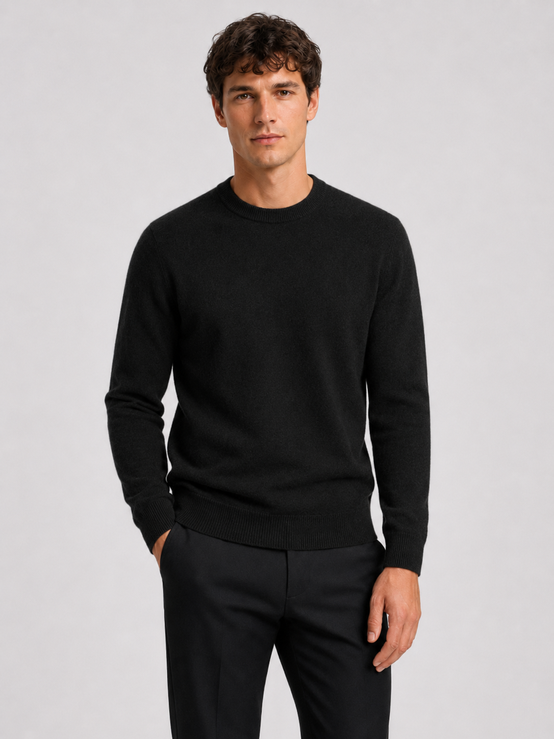 Men’s Mock Neck Knit Sweater with Ribbed Trim