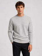 Men’s Mock Neck Knit Sweater with Ribbed Trim