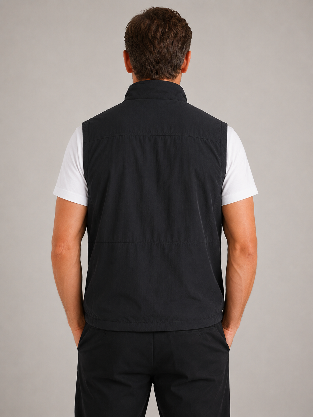 Men’s Outdoor Gilet Jacket with Zipper and Turn-Down Collar