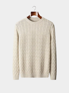Men’s Ribbed Crew Neck Knit Sweater with Textured Pattern