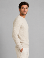Men’s Ribbed Crew Neck Knit Sweater with Textured Pattern