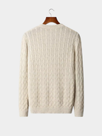 Men’s Ribbed Crew Neck Knit Sweater with Textured Pattern