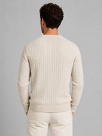 Men’s Ribbed Crew Neck Knit Sweater with Textured Pattern