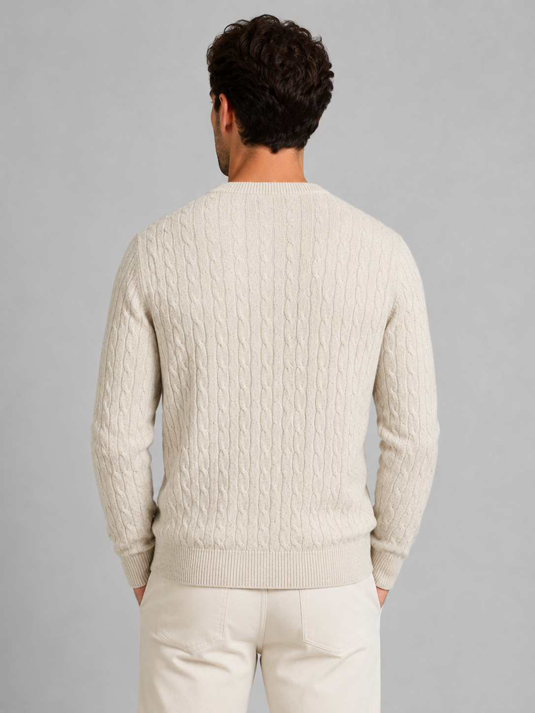 Men’s Ribbed Crew Neck Knit Sweater with Textured Pattern