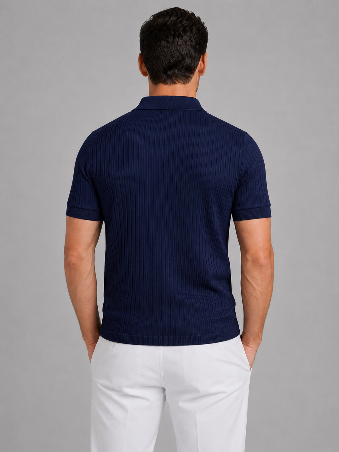 Men’s Ribbed Knit Polo Shirt